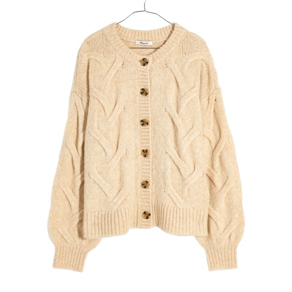 Madewell Sweaters - Madewell Cable Ashmont Cardigan Sweater (Heather Oatmeal)